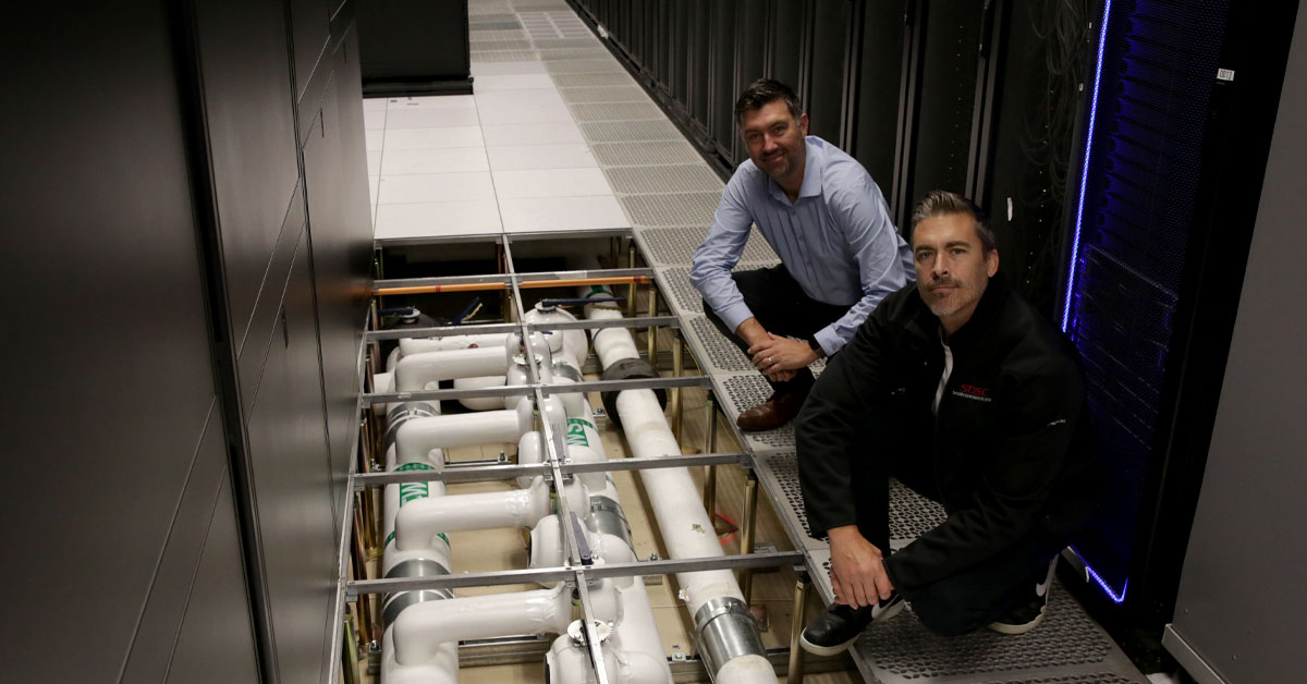 Thomas Tate and Brian Balderston in the SDSC Data Center.