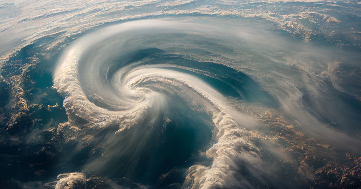 Satellite view of a hurricane
