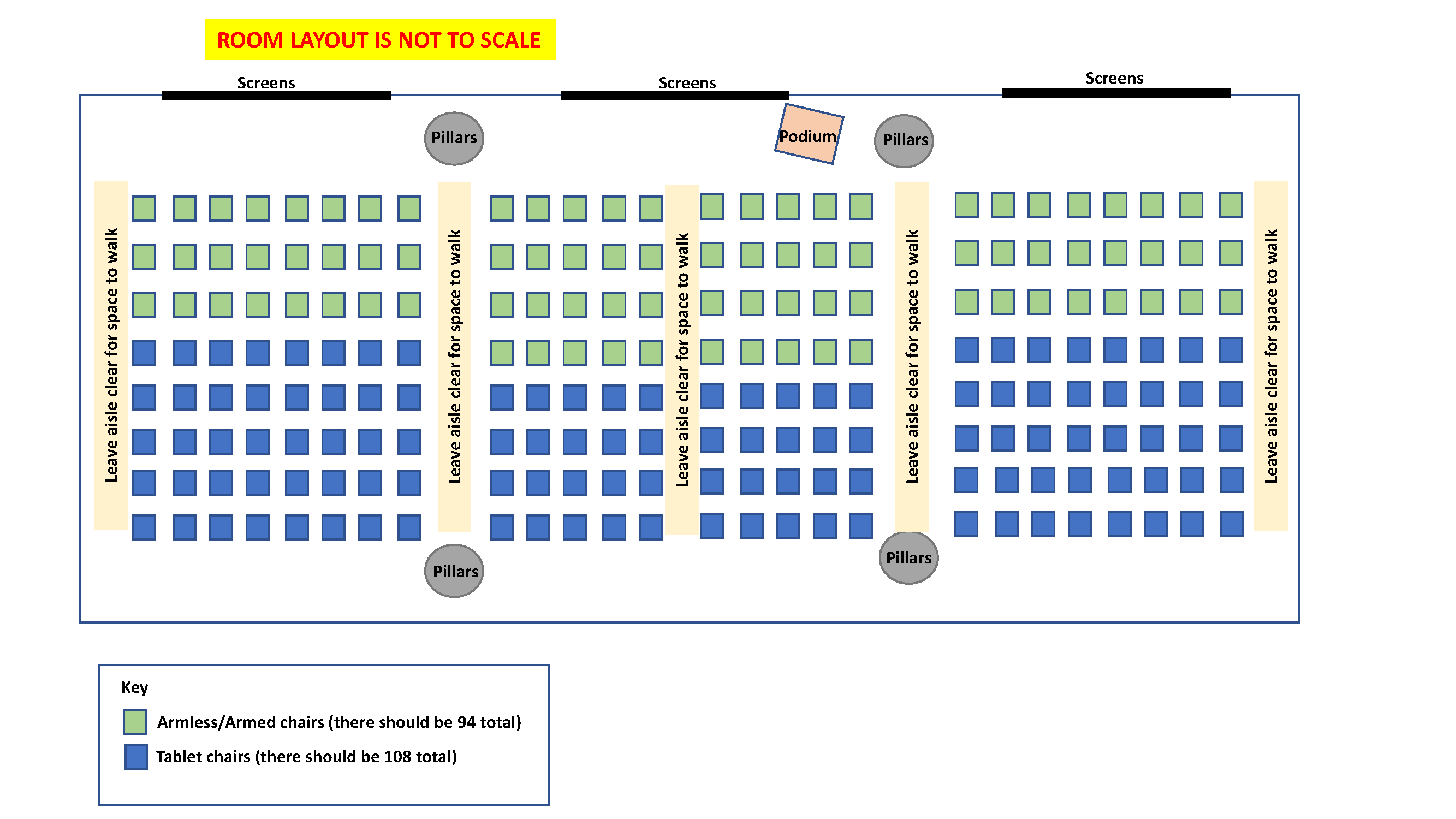 Diagram of maximum seating