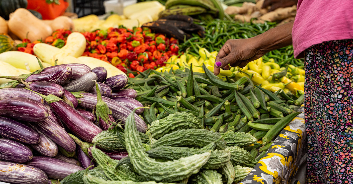 Close-up of healthy produce at a market